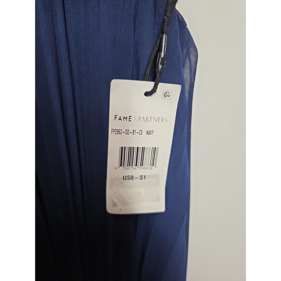 NWT Fame and Partners Maxi Dress Navy Blue V-Neck Side Cutout Size 8 Formal Gown - Picture 5 of 8